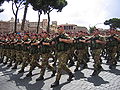 Marching Italian paratroopers in a parade