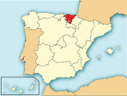 Ligging van Baskenland in Spanje