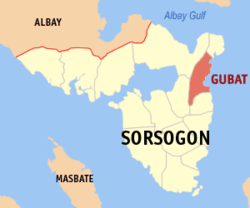 Map of Sorsogon with Gubat highlighted