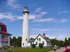 New Presque Isle Light along the shores of Lake Huron within Presque Isle Township