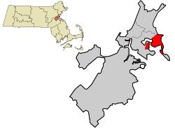 Location in Suffolk County and the state of Massachusetts