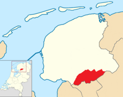 Position of Weststellingwerf in a map of Friesland