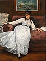 エドゥアール・マネ『休息（ベルト・モリゾの肖像）（フランス語版）』1871年頃。油彩、キャンバス、150.2 × 114 cm。ロードアイランド・スクール・オブ・デザイン付設美術館[280]。