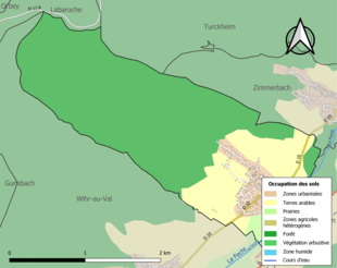 Carte en couleurs présentant l'occupation des sols.