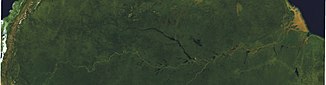 Iberblick iber dr Hauptstrom vum Amazonas, vum Satellit uus gsääne