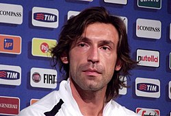 Andrea Pirlo ketika suatu sidang media untuk perlawanan separuh akhir menentang Jerman pada 26 Jun 2012 di Krakow.