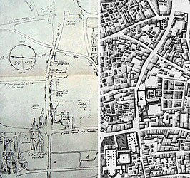 De Bredestraat op stadsplattegronden in 1587 en 1749