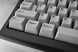 Unicomp Model M exchange key caps for an Apple keyboard layout: Option and Command key.