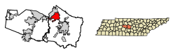 Location of Smyrna in Rutherford County, Tennessee.