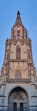 Bern Minster West façade with main portal and tower]]