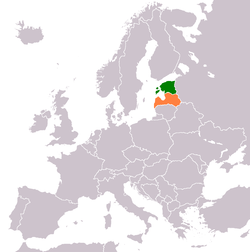 Map indicating locations of Estonia and Latvia