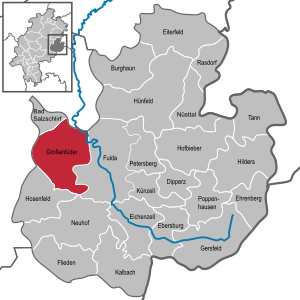 Li position de Großenlüder in li Subdistrict Fulda