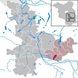 Läget för kommunen Straupitz (Spreewald) i Landkreis Dahme-Spreewald