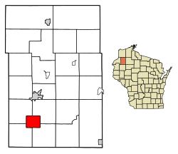 Location of Shell Lake in Washburn County, Wisconsin.