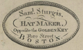 Advertisement for Samuel Sturgis, hatmaker, 1790