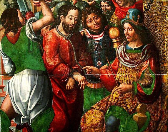Jezuz dirak Herodez (Aviel Lukaz, XXIII, 6-12) Sternaoter Manati Sijena, (1519)