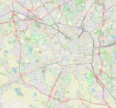 Mapa konturowa Mediolanu, w centrum znajduje się punkt z opisem „Cadorna”