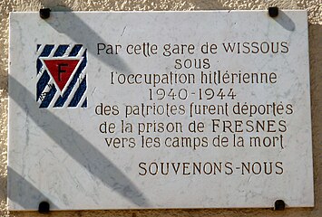 Plaque commémorative à la gare de Wissous.