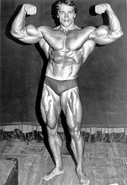 Arnold Schwarzenegger, az egyik legismertebb testépítő, 1974-ben