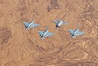 Drei Eurofighter Typhoon der deutschen Luftwaffe und eine F-35I Adir der israelischen Luftstreitkräfte beim Blue Flag Manöver im November 2019 über Israel. (Bild vom 14. November 2019) KW 04 (ab 19. Januar 2020)