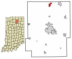 Location of Milford in Kosciusko County, Indiana.