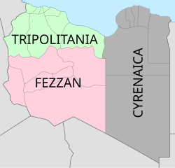 Cyrenaica là một đơn vị hành chính. Nó bao gồm tất cả miền đông Libya từ 1927 đến 1963: Italian Cyrenaica từ 1927 đến 1937 và Cyrenaica governorate until 1963.   Tripolitania   Fezzan   Cyrenaica