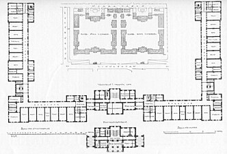 Plan över Svea och Göta livgardes byggnader vid Linnégatan i Stockholm, arkitekt Ernst Jacobsson