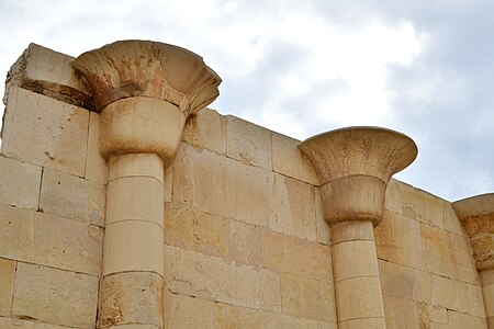 Engaged columns of the House of the North, detail of papyrus-shaped capitals, in the Heb-sed court, Djoser's funerary complex, Saqqara, Egypt, unknown architect, 2667-2648 BC[2]