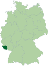 Map of Germany with the location of Saarland highlighted