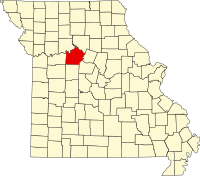 Map of Misuri highlighting Saline County