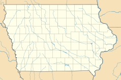 Mapa konturowa Iowa, po prawej znajduje się punkt z opisem „Cedar Rapids”