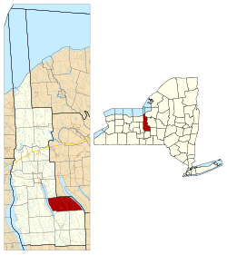 Location within Cayuga County and New York