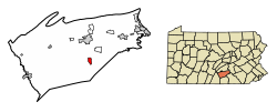 Location of Mount Holly Springs in Cumberland County, Pennsylvania.