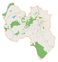 Mapa konturowa gminy Czermin, po prawej nieco u góry znajduje się punkt z opisem „Kolonia”