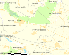 Carte de la commune de Saint-Aubin-des-Bois.