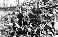 US soldiers with captured German weapons including Granatenwerfer 16s