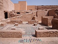 An annex area on the south side of the palace, probably including the remains of a bathhouse (hammam)