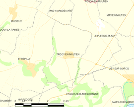 Mapa obce Trocy-en-Multien