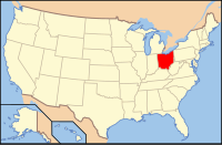 Kort over USA med Ohio markeret