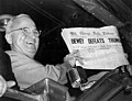 Harry S. Truman holds a copy of the Chicago Daily Tribune