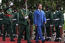 Official ceremony to greet the President of Russia, arriving in Nigeria on an official visit.
