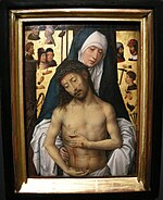 Hans Memling, 1475-79. A veces los Instrumentos de la Pasión se amplían, como aquí, para incluir cabezas y manos sin cuerpo de los perseguidores.
