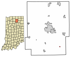 Location of Sidney in Kosciusko County, Indiana.