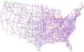 Carte du réseau routier actuel des États-Unis