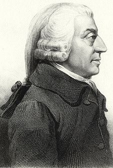A sketch of a Adam Smith facing to the right