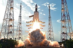 A Geosynchronous Satellite Launch Vehicle Mark III launching from Sriharikota Second