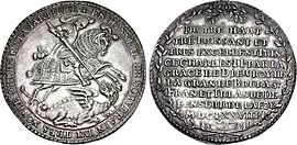 Kurfürst Johann Georg II., Kuranttaler 1678, Hosenbandtaler (die Kuranttaler wurden nur ausnahmsweise geprägt)