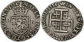 Testoon (Silber, 6,02 g) der Maria Stuart. Erste Periode, Type III, datiert 1556