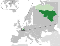 Wallonia shown within Belgium and Europe