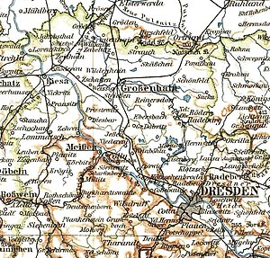 Lage der Amtshauptmannschaft Großenhain 1905